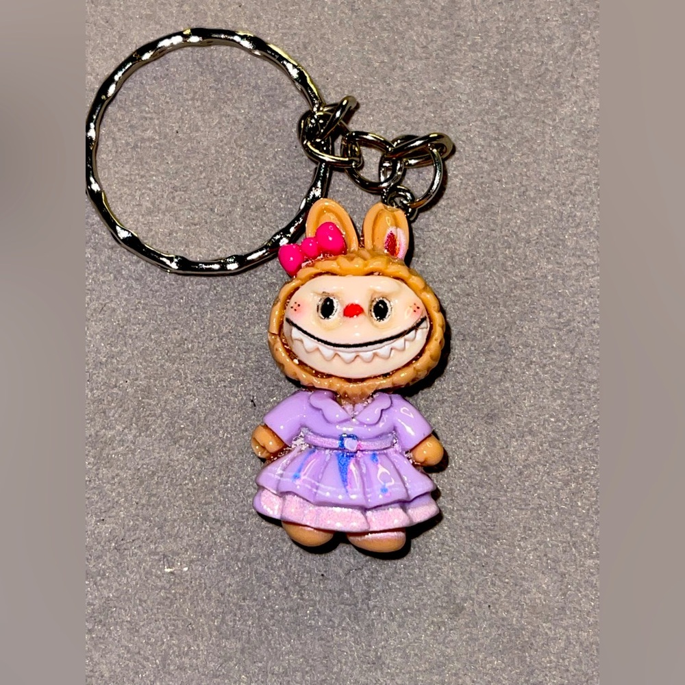 Labubu in Purple Dress 2D Resin Keychain/Bag Charm. NIP